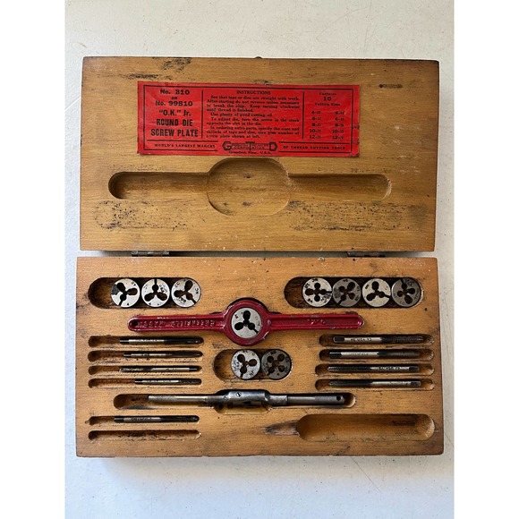 Greenfield Mass Tap & Die Set Ok Jr Vintage 99B10 - Picture 1 of 6